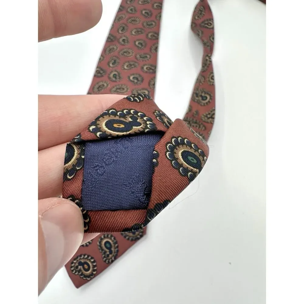 Vintage Liberty Of London Rust Brown Bubble Paisley Tie - 100% Silk USA